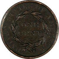 US Copper 1837 Coronet Head Large Cent 1C (17 080)