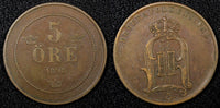 SWEDEN Oscar II Bronze 1898 5 Öre 27mm KM# 757 (22 959)