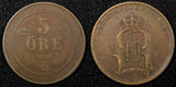 SWEDEN Oscar II Bronze 1898 5 Öre 27mm KM# 757 (22 959)