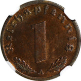 GERMANY-Third Reich Bronze 1936 A 1 Reichspfennig NGC MS63 RB KM# 89 (072)