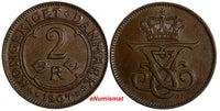 Denmark Frederik VIII Bronze 1907 VBP GJ 2 Ore Ch UNC  KM# 805 (23 856)