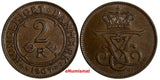 Denmark Frederik VIII Bronze 1907 VBP GJ 2 Ore Ch UNC  KM# 805 (23 856)