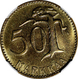 Finland 1962 S 50 Markkaa NGC MS65 Better Date Mint-405,000 LAST YEAR KM# 40 (3)