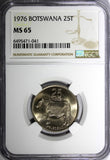Botswana 1976 25 Thebe NGC MS65 African Zebu Nice Toned KM# 6 (41)
