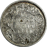 India-British Victoria Silver 1862 (C) 1/4 Rupee XF Condition KM# 470 (18 537)