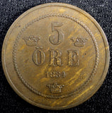 SWEDEN Oscar II 1884 5 Öre small letters Mintage- 784,140 KM# 736 (22 975)