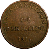 Denmark Frederik VI Copper 1814 16 Skilling 1 YEAR Token Coinage KM# Tn3 (14286)
