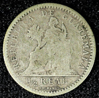 GUATEMALA Silver 1894 1/2 Real Justice Toning KM# 165 (23 470)