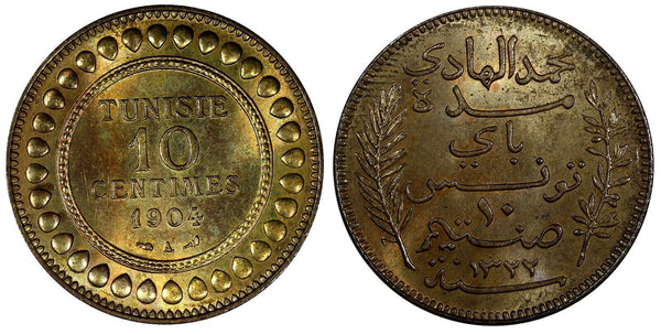 Tunisia Muhammad IV AH1322/1904 A 10 Centimes BU KM# 229 (20 658)