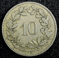 SWITZERLAND Copper-Nickel 1919 B 10 Rappen KM# 27 (23 469)