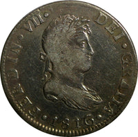Mexico SPANISH COLONY Ferdinand VII Silver 1816 Mo JJ 2 Reales KM# 93 (14 173)