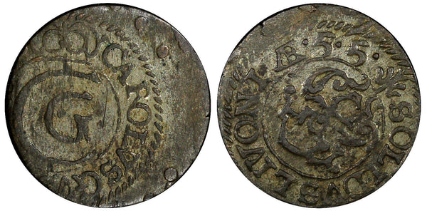 Livonia Riga Carl X Gustav of Sweden Silver 1655 Solidus SCARCE KM# 4 (22 233)