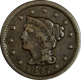 US Copper 1847 Braided Hair Large Cent 1 c. (13 777)