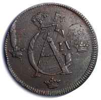 Sweden 1802 1 Skilling Overstruck on 1759 SM 2 Ore  Clear Full Date  KM#566 (32)