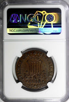 Spain CATALONIA Isabel II (1833-1868) Copper 1843 6 Quartos NGC AU50 BN KM# 128