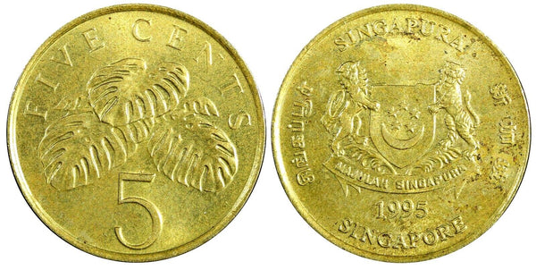 Singapore Aluminum-Bronze 1995 5 Cents aUNC KM# 99 (23 797)