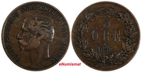 SWEDEN Oscar I Bronze 1858/7  5 Ore  OVERDATE  KM# 690 (20 426)