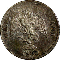 Mexico SECOND REP.Silver 1900 Zs Z 10 Centavos Zacatecas Mintage-219,000 KM404.3