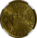 Denmark Christian X 1926 HCN GJ  1/2 Krone NGC MS64  KEY DATE KM# 831.1 (086)