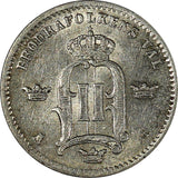 Sweden Oscar II Silver 1874 ST 10 Ore XF/AU 1st Date Type KM# 737 (20 496)