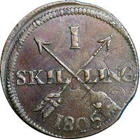 SWEDEN 1805 1 SKILLING OVERSTRUCK ON 18th Cent 2 ORE S.M.  KM#566 (2366A)