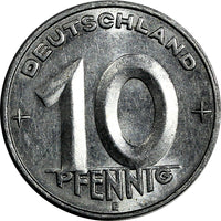 Germany-Democratic Republic Aluminum 1952 E 10 Pfennig XF SCARCE KM# 7 (15 316)
