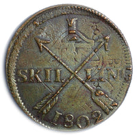 Sweden 1802 1 Skilling Overstruck on 1748 SM 2 Ore Full Undercoin KM#566 (3030)
