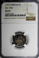 Great Britain George II Silver 1737 4 Pence Maundy NGC AU55 KM# 570 (050)