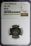 Great Britain George II Silver 1737 4 Pence Maundy NGC AU55 KM# 570 (050)