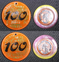 MONTE CARLO MONACO .Lot of 2 Vintage Casino Chip $5.00;$100.00  (22 887)