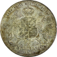 Sweden Carl XV Silver 1862 ST 4 Riksdaler Specie UNC Toned RARE KM# 711 (259)