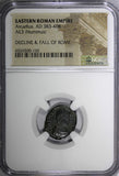 EASTERN ROMAN ARCADIUS AD 383-408 AE3 Nummus /VICTORY Angel CROWNING NGC (150)