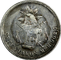 MEXICO Silver 1886 Mo M 25 Centavos Mexico Mint-436,000 VF KM#406.7 (19 095)