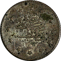 Turkey  Abdul Hamid II Silver AH1293//28 (1903) Kurush Toning KM# 735 (18 161)