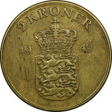 Denmark Frederik IX Aluminum-Bronze 1949 NS 2 Kroner KEY DATE KM# 838.1