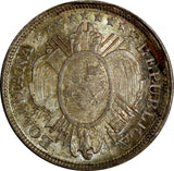 Bolivia Silver 1898 PTS CB 50 Centavos POTOSI Light Toned UNC KM# 161.5 (13 422)