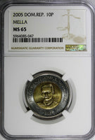 Dominican Republic 2005 10 Pesos General Mella  NGC MS65 KM# 106 (047)