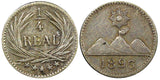 Guatemala Silver 1896  1/4 Real Toned KM# 162 (22 689)