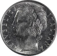Italy Stainless Steel 1956 R 100 Lire large type UNC KM# 96.1 (20 360)