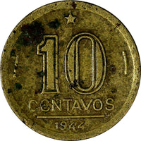 Brazil Aluminum-Bronze 1944 10 Centavos KM# 555a.1 (17 965)