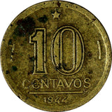 Brazil Aluminum-Bronze 1944 10 Centavos KM# 555a.1 (17 965)