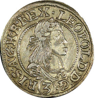 Austria Hungary Leopold I Silver 1666 3 Kreuzer XF .Toned KM# 1116 (21 741)