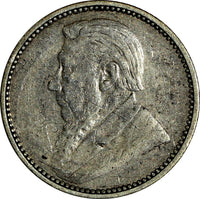 South Africa  Johannes Paulus Kruger Silver 1896 6 Pence Mintage-205,000 KM# 4
