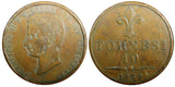Italian States NAPLES Francis II Copper 1859 LA 10 Tornesi 37.5 mm KM# 377 (502)