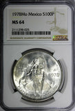 Mexico ESTADOS UNIDOS MEXICANOS Silver 1978 Mo 100 Pesos NGC MS64 KM# 483.2 (5)