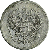 RUSSIA Nicholas II Silver 1908 SPB EB 10 Kopeks Y# 20a.2 (18 010)