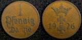 DANZIG Bronze 1926 1  Pfennig KM# 140 (22 989)
