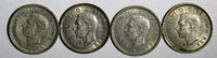 GREAT BRITAIN George VI Silver LOT OF 4 COINS 1939-1943 3 Pence HIGH GRADE KM848