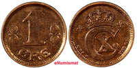 Denmark Christian X Bronze  1917 VBP; GJ 1 Ore aUNC KEY DATE SCARCE KM# 812.1(5)