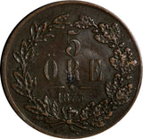 SWEDEN Oscar II (1872-1905) Bronze 1873 L.A. 5 Ore 27 mm KM# 730 (14 410)